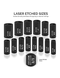 Neiko 02476A set de llaves de estrías de impacto con guía de 1 2 pulgada, acero Cr V, 6 puntas   set de 14 unidades   SAE 3 8 a 1 1 4 pulgadas.