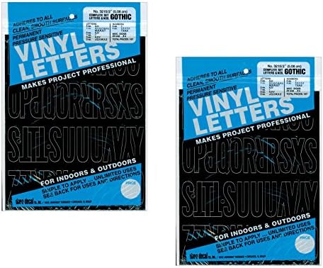 Duro Decal Permanent Adhesive Vinyl Letters & Numbers: 2" Gothic Black (Pack of 2)