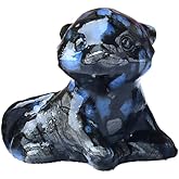WUYOUSHI Blue Amphibole Otter Figurine - Hand Carved Healing Crystal Otter Statue, Lucky Gemstone Sculpture for Home Office Desk Decor, Spiritual Gift for Animal Lovers & Nature Enthusiasts