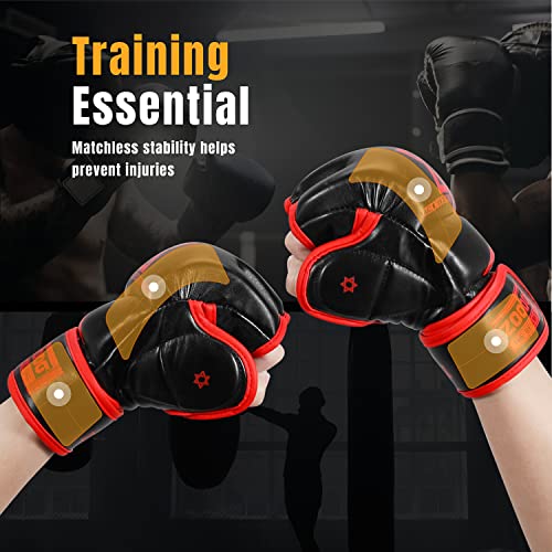 Flexzion MMA Gloves Fingerless Boxing Gloves for MMA Kickboxing