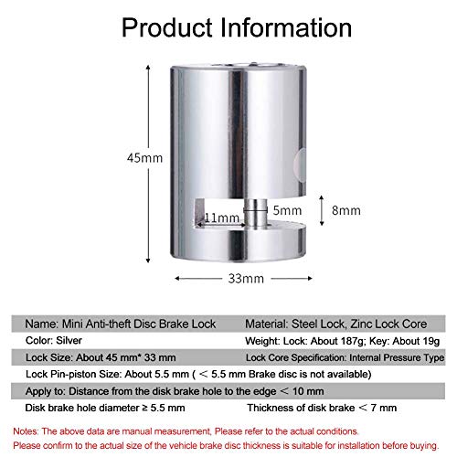 image for Yopoon Disc Lock - Anti-Theft Bicycle Disc Brake Lock, Waterproof Port