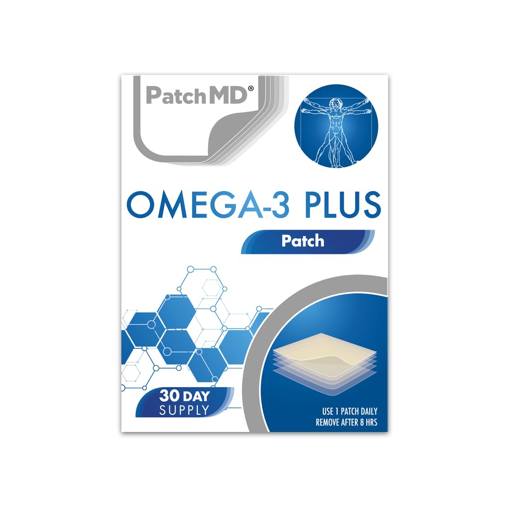 PatchMD Omega-3 Plus™ 30 daily topical patches. 100% natural. Cruelty free. Allergy & filler free. High absorption more bioavailable. Suitable for sensitive stomachs, & bariatric.