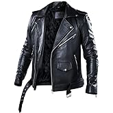 TLC Mens Leather Motorcycle Jacket | Genuine Lambskin Asymmetrical Style Black Leather Biker Jacket Men