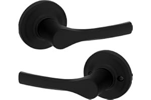 Weiser Henley Matte Black Door Handle, Interior Door Handle/Passage Lever for Hall and Closet Door, Non-Locking Hall/Closet D