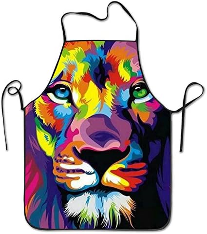 Tyrence Colorful Art Lion Adjustable Apron for Kitchen BBQ Barbecue Cooking Lady’s Men's Great Gift for Wife Ladies Men Boyfriend