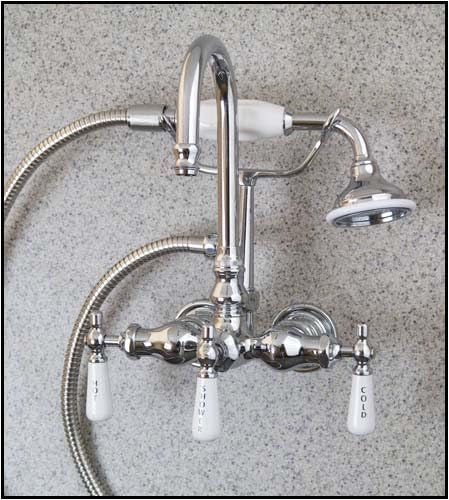 Chrome Clawfoot Tub Gooseneck Diverter Faucet Hand Shower Tub
