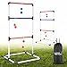 Ladder Toss Ball Game Set - Box Shaped Sturdy & Stable Base – 6 Toss Bolos with Thick Rope – Built-in Score Tracker – Ideal for Indoor/Outdoor Game - With Backpack Bag – Easy Setup – 2-4 Player