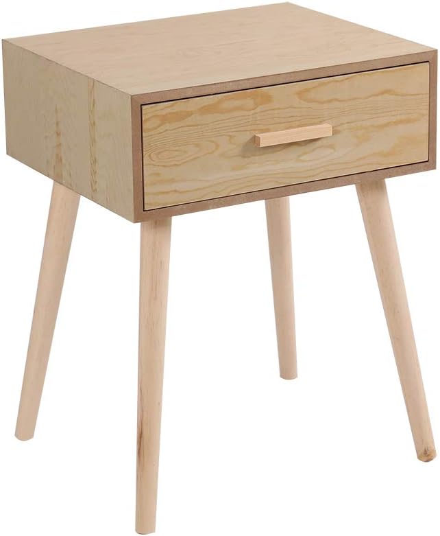 Bespivet Solid Wood Bedside Table with Drawers Cabinet Stand for Bedroom Living Room in Pine 42cm x 35cm x 53cm