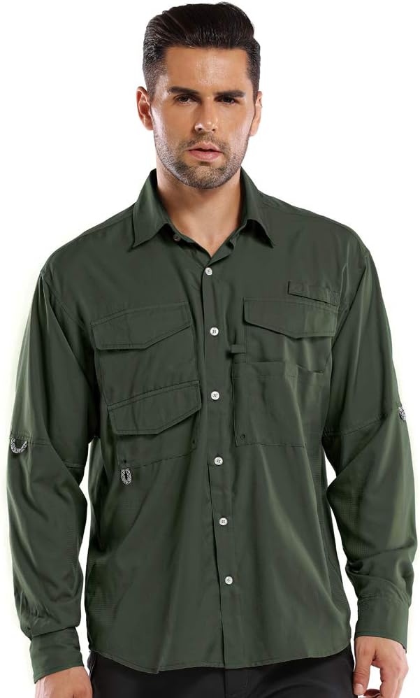 Men's Long Sleeve Fishing Shirts,UPF 50+ Uv Sun Protection Quick-Dry Lightweight Cooling Hiking Shirt