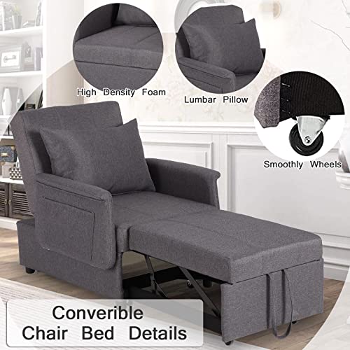 IPKIG Convertible Chair Sleeper Bed, 4 in 1 MultiFunction Sleeper Sofa