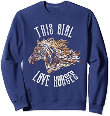 Unisex This Girl Love Horses Sweatshirt for Men Women 2XL Navy