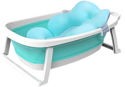 Baignoire Pliable Bébé, Baignoire Bebe sur Pied avec Coussin de Soutien de la Tête, Baignoire Pliante Bebe, Baignoire Bebe pour Douche et Bain, Baignoire de Voyage pour Enfant 0-3