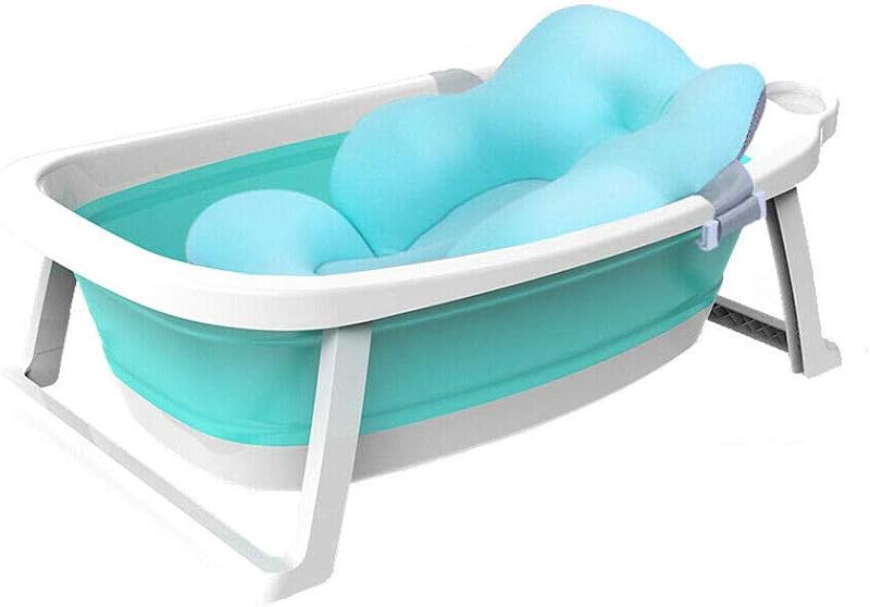 Baignoire Pliable Bébé, Baignoire Bebe sur Pied avec Coussin de Soutien de la Tête, Baignoire Pliante Bebe, Baignoire Bebe pour Douche et Bain, Baignoire de Voyage pour Enfant 0-3