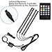 SurLight Car LED Lights 4pcs 72 LED DC 12V Multicolor Music Car Strip Light Interior LED Under Dash Lighting Kit with Sound Active Function and Wireless Remote Control, Car Charger Included