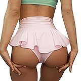 Women's Ruffle High Waisted Yoga Shorts Booty Hot