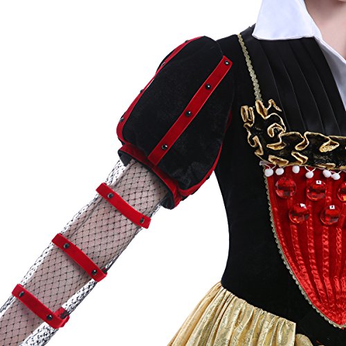 Women Long Dress Red Queen Halloween Party Cosplay Costume Satin Ball