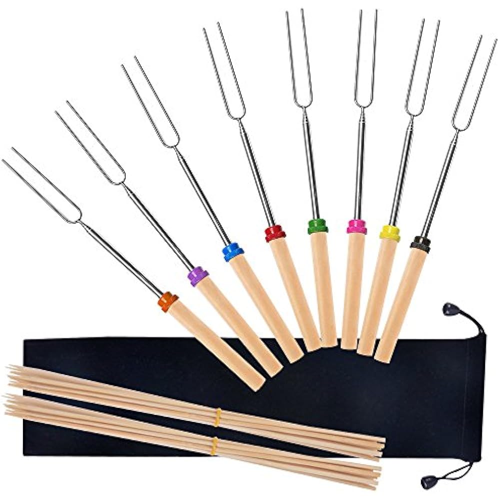 Telescoping Marshmallow Roasting Sticks, 8 Extendable Stainless Steel