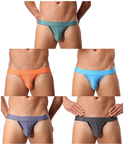 Men's Bikini Underwear Sexy low rise briefs Seamless Panties for Men 5 Pack X-Large