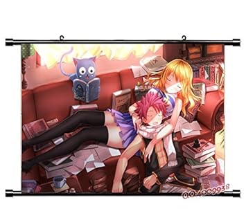 Wallscrolls-Wonderland Anime Manga Fairy Tail Poster Natsu Happy Stoffposter Wallscroll Tapete Gift Home Decoration 60x40CM