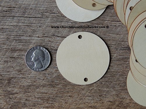 25 Small 2 inch size wood 2 HOLE TAGS coins chips rounds