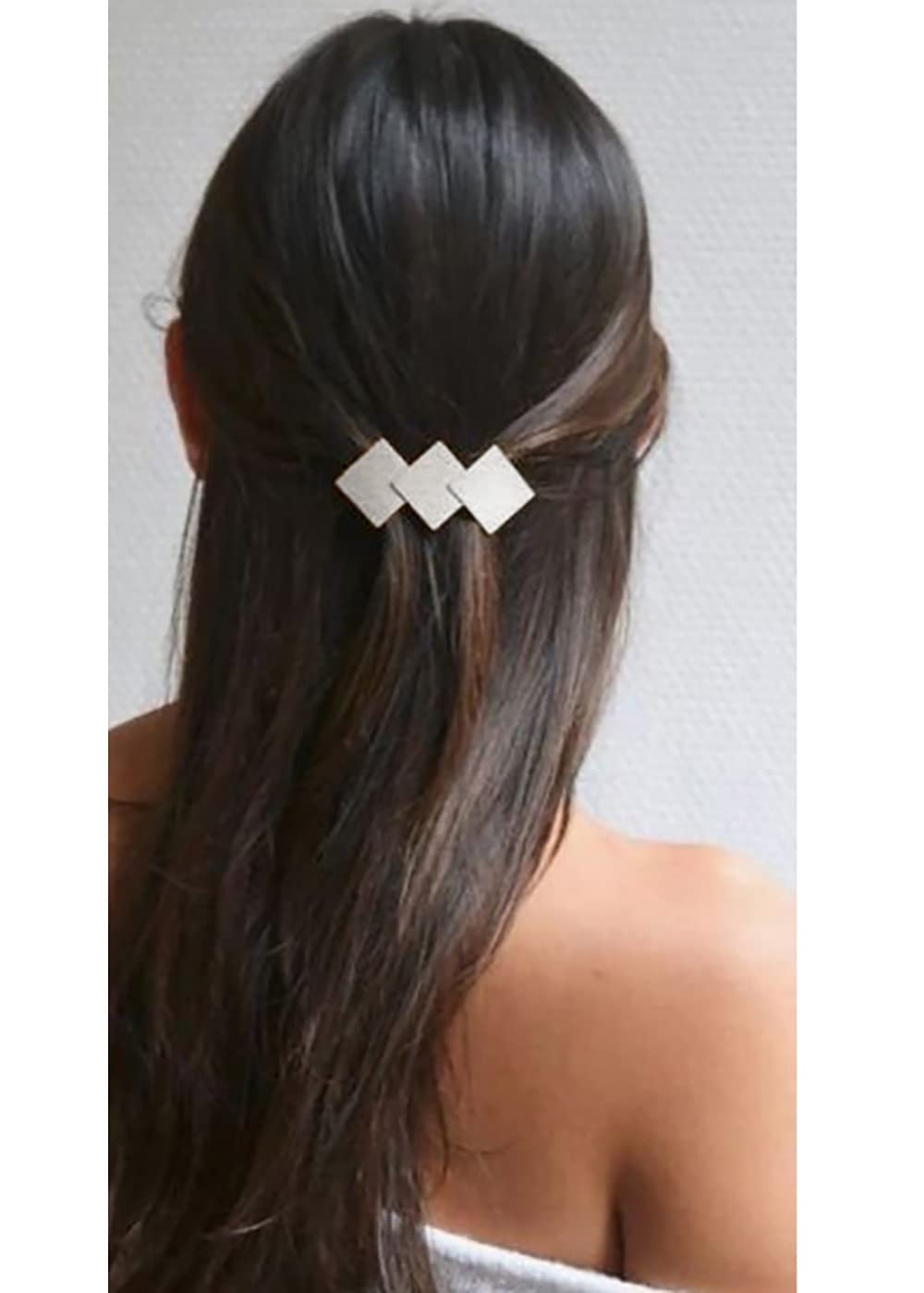 Prosy Vintage Small Overlapping Diamond Hairpin Metal Geometry Pitted Hair Barrettes Hair Clasp Hair Accessories Hair Clips for Women and Girls (Silver)