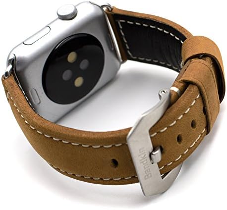 Apple Watch Series 1/Series 2 Leather Band,Bandkin Vintage Premium Genuine Leather Watch Band Strap with Metal Clasp Buckle for iWatch (42mm Light Brown)