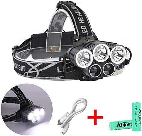 LED Headlamp Headlight Super Bright Head Light 6 Modes Head Lamp with USB Rechargeable Batteries and Waterproof Switch Light for Outdoor Hiking Camping Travel Walking Hunting