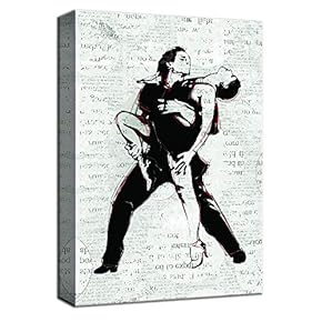 Canvas Wall Art Double Ballet Dancers in Black Painting Artwork for Home Decor Framed - 12x18 inches