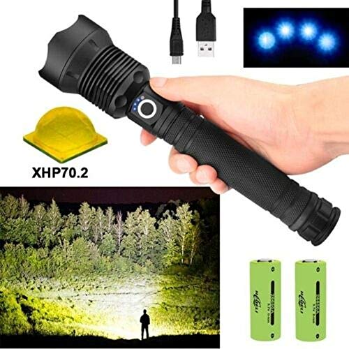 led Flashlight 90000 lumens Most Powerful 26650 USB Torch xhp70 xhp50 Hunting (P70 Flashlight)