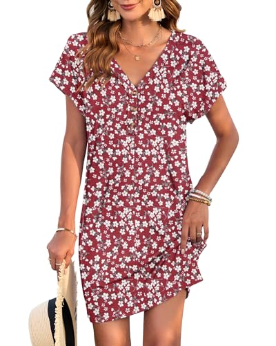 MOLERANI Women's Floral V Neck T Shirt Dress