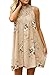 OMBabe Women's Casual Lace Summer Beach Boho Floral Print Mini Dress
