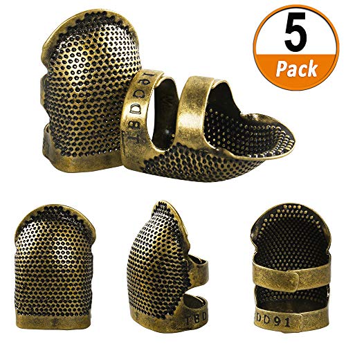 5 Pcs Sewing Thimble Finger Protector Adjustable Fingertip Thimble for Needlework Embroidery DIY Craft Tools (Medium) - Thumbnail 7