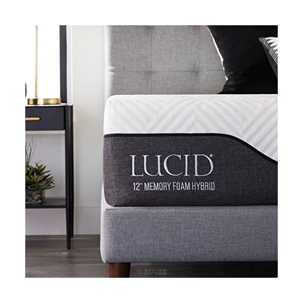 LUCID 12 Inch Twin Hybrid Mattress Bamboo Charcoal and Aloe Vera