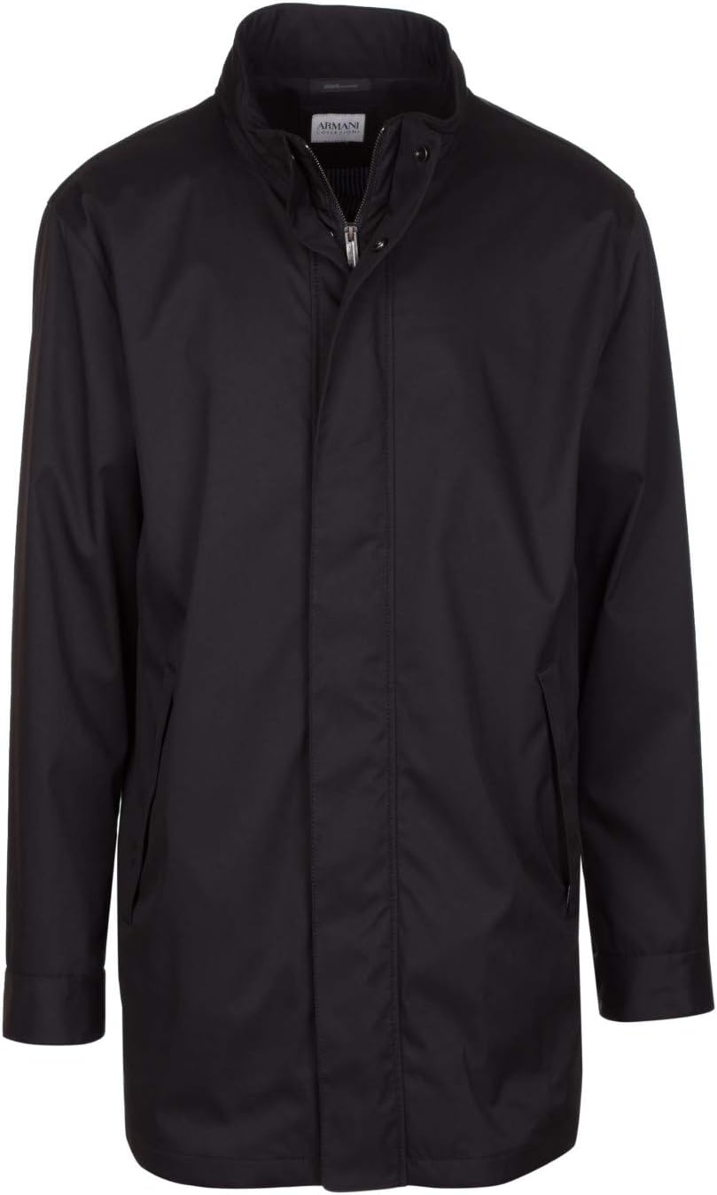 Armani Collezioni Men's Black Trench Caban Coat Jacket