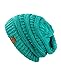 NYfashion101 Exclusive Unisex Two Tone Warm Cable Knit Thick Slouch Beanie Cap, 2 Tone Mint