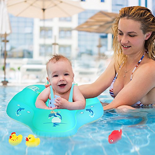 Victostar Baby Inflatable Swimming Float Ring Children Waist Float Ring Inflatable Floats with Safety Belt Swimming Pool Toys Swim Trainer for 6-30 Month (L)