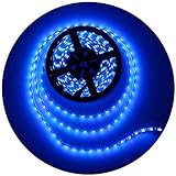 ALITOVE 16.4ft 5050 Blue LED Flexible Strip ribbon Light Black PCB DC 12V 5M 300 LEDs Waterproof IP65 for Home Garden Commercial Area Lighting