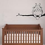 Totoro on Tree Branch Wall Decor Decal for Nursery Room Wall Art Children's Sticker Art Anime My Neighbor Totoro Kid's Room Decal Vinyl Art Black/white/grey (black)