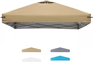 FLOUREE 8x8 Canopy Replacement Top Cover with Air Vents for ez up Pop up Canopy Gazebo Tent with Adjustable Straps,Waterproof & Anti-UV for Outdoor Shade (Top Only,Frame Not Included) (Beige)