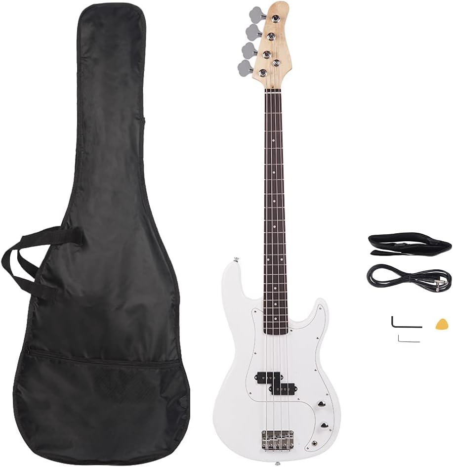Bonnlo Electric Bass Guitar 4 Strings Full Size Basswood with Bag Strap
