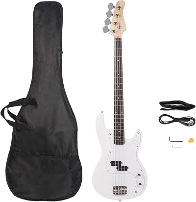 Bonnlo Electric Bass Guitar 4 Strings Full Size Basswood with Bag Strap