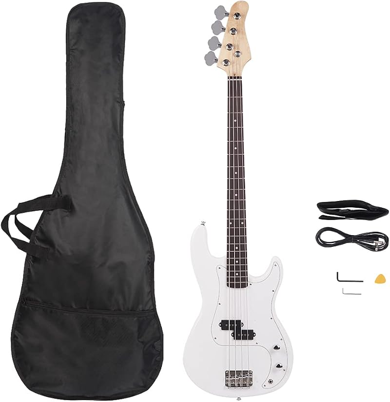 Bonnlo Electric Bass Guitar 4 Strings Full Size Basswood with Bag Strap