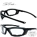 3 Pairs Motorcycle Riding Glasses Padded Frame Lens Block 100% UVB for Outdoor Activity Sport (8-Matte Black/Tortoise, Clear, Yellow, & Red Mirror)