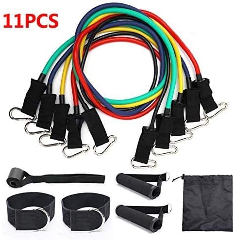 Lifreer 1Set Resistance Band Set, Include 5 Stackable Exercise Bands with Door Anchor, Ankle Straps, Carrying Case & Guide Ebook for Resistance Training, Physical Therapy, Home Workouts
