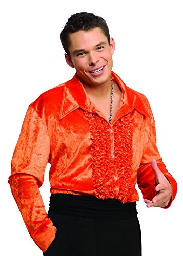 Adult Velvet Disco Costume Shirt in Orange