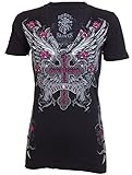 Rebel Saints AFFLICTION Women T-Shirt SOFT STEEL Cross Biker UFC Sinful