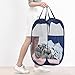 MaidMAX Pop-Up Laundry Clothes Hamper, Mesh Laundry Basket with 2 Handles Each, Collapsible, Blue, Set of 2