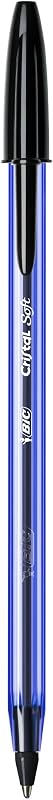 Canetas bic cristal soft de ponta média (1,2 mm) - pretas, caixa com 50 canetas