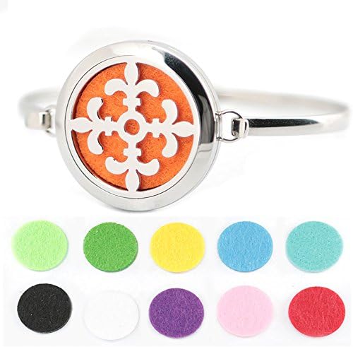 fleur de lis Aromatherapy / 316L s.steel Essential Oils Diffuser Locket bangle 7''-8''wrist