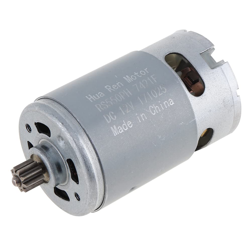 ChgImposs RS550 12V 19500 RPM DC Motor with Single Speed 9 Teeth and High Torque Gear Box for Electric Drill/Screwdriver